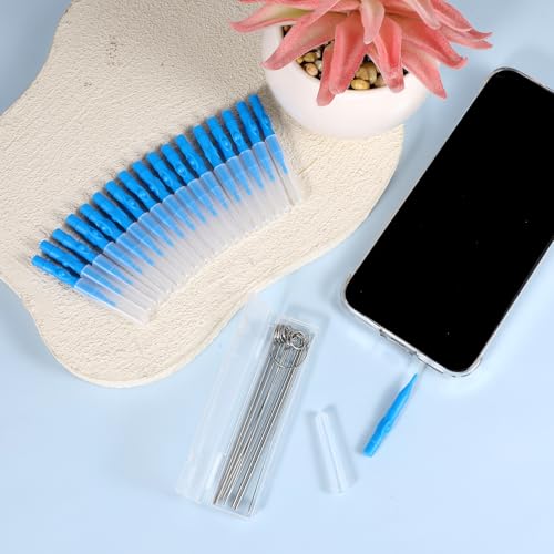 Image of 40 PCS Show Head Cleaner Picks for Small Hole, Anti-Clogging Shower Head Cleaning Brush Small Hole with Storage Boxes Nozzle Unclogger Tool for Household Bathroom (Blue)