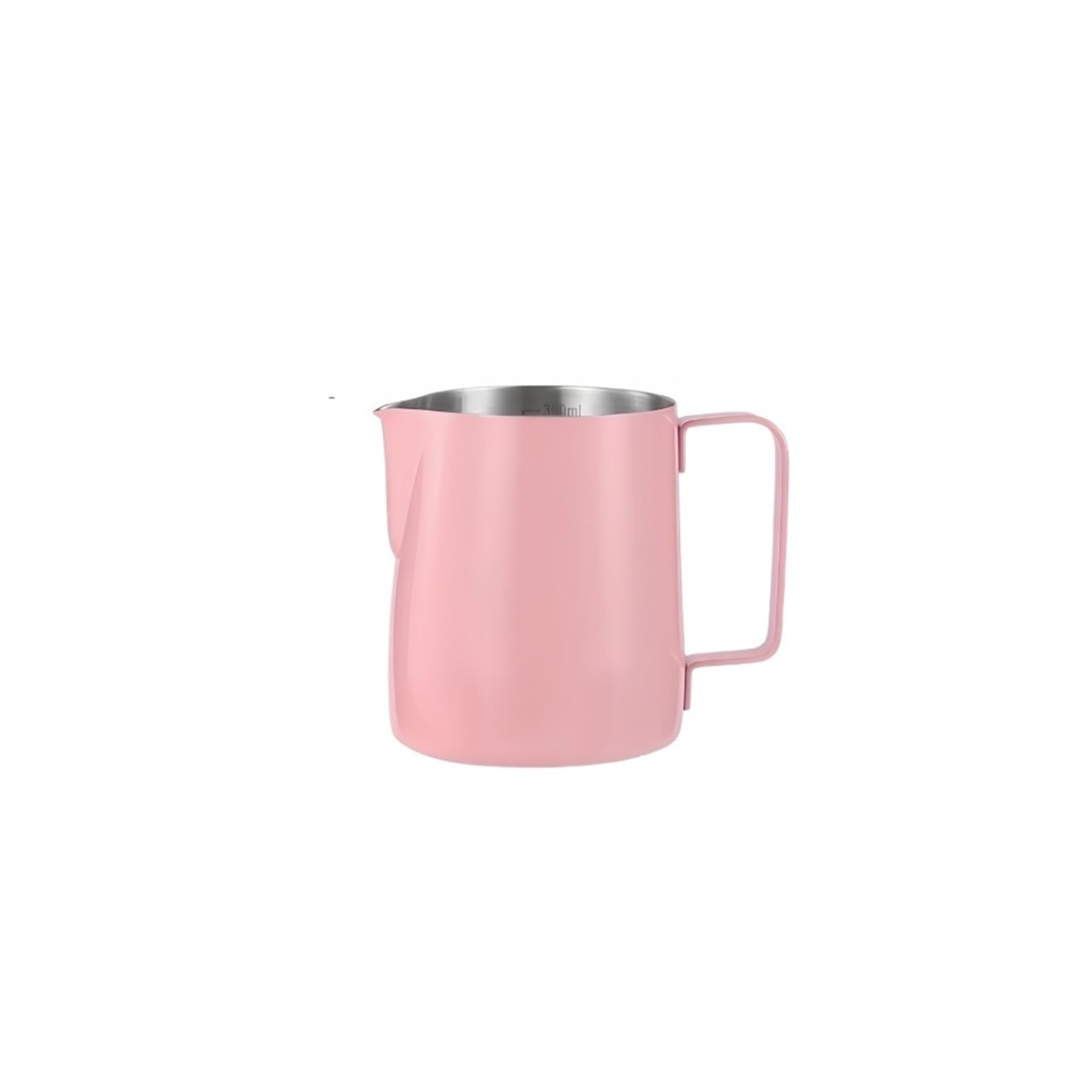 LINYpA66 Stainless Steel Milk Pitcher 350/600ML Coffee Milk Frothing Pitcher Jug 304 Stainless Steel Precise Scale Barista Professional Cafe(350ML Pink)
