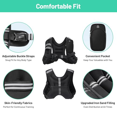 Image of Weighted Vest for Men and Women 6lbs /8lbs /12lbs /16lbs /20lbs Adjustable Weights Rucking Vest for Walking, Strength, Training, Running