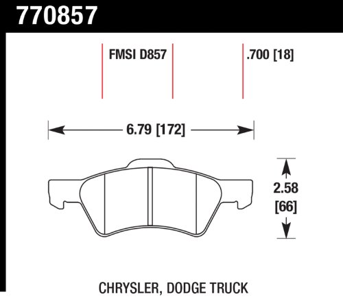 Image of Hawk Performance 770857 FMSI D857 OES Premium Ceramic Disc Brake Pad