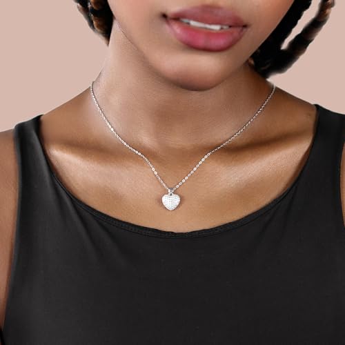 Pendant Necklaces for Women 925 Sterling Silver with Moissanite & Genuine Jewelry, Lucky Clover, Butterfly, Pink Crystal Heart Design, 14K White Gold Plated Nacklace, Mom Wife Women's Birthday Gifts4
