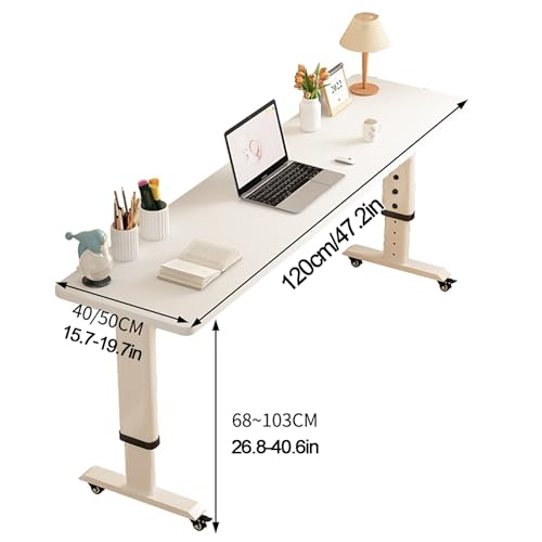 Table de lit mobile hauteur réglable : bureau roulant ordinateur pour chambre - 3