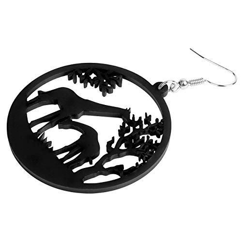 NEWEI Acrylic Hollow Big Round Circle African Giraffe Earrings for Women Dangling Safari Animal Jewelry Charms4