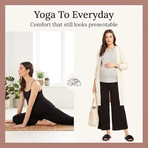 Image of AV2 Women High Rise Cotton Lycra Stretchable Relaxed Fit Maternity Pants | Maternity Yoga Pants | Maternity Trousers -5556