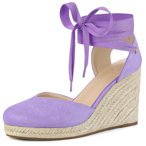 Allegra K Women's Closed Toe Espadrilles Wedges Tie Up Wedge Sandals