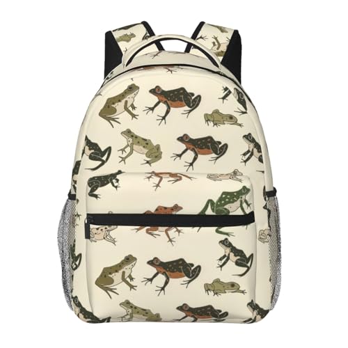 MIEPOS Retro Frog Backpack with Cushioned Straps for Laptop Tablet 11.45.915.7in Vintage Animal Back Pack for Travel School Camping Multi-Pocket Storage Bookbag Ideal Gifts for Students Men Women