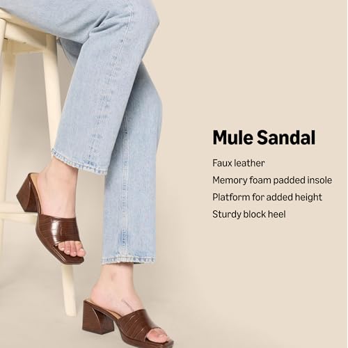 Image of Amazon Essentials Women's Platform Block Heel Mule Sandals