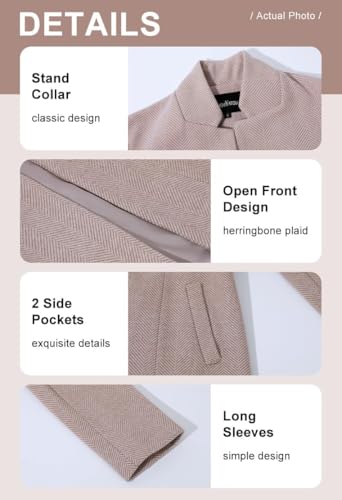 chouyatou Women's Casual Business Open Front Long Sleeve Notch Lapel Office Blazer Jacket4