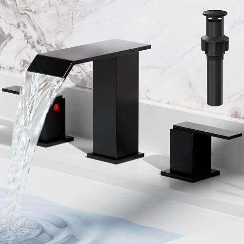 SSREEZNX Bathroom Faucets for Sink 3 Hole 8 Inch, Waterfall