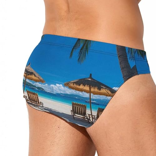 Palm Trees Oceanside in Boracay Island Mens Swim Briefs Quick Dry Swim Trunk Bikini Underwear Swimsuit3