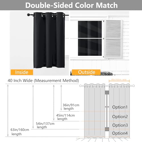 Image of Simplebrand Halloween Black Short Cafe Curtains 36 Inch Length 2 Panels Set, Half Window Grommet Privacy Drape Tiers for Kitchen, Thermal Insulated Curtains Blackout for Bathroom Shades, W40 x L36