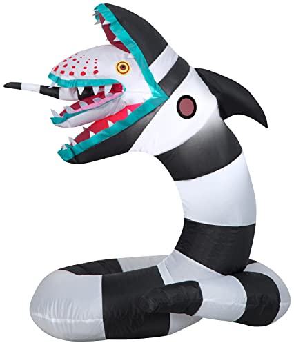 Gemmy Beetlejuice Sandworm Halloween Inflatable 3 Ft Tall Lighted Yard Decoration with Stakes and Tethers