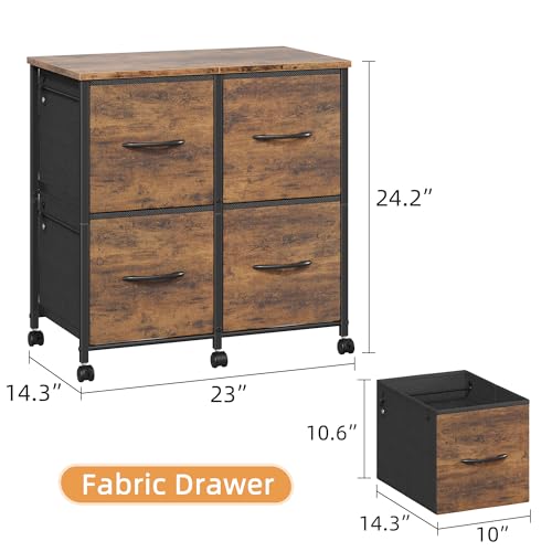 image for HIGDBFE 4 Drawer Lateral File Cabinet, Mobile Filing Cabinet for Large