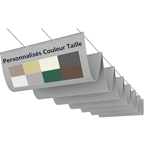 Voile-D'ombrage Rétractable Personnalisée Imperméable Bache Ombrages Vague Toile D'ombrage Filet Ombrage Protection Solaire Polyester pour Jardins Balcons Terrasses Pergola avec Oeillets et Cordons