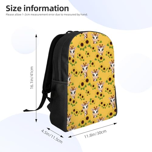 Multipurpose Anti-Theft Daypack Backpack for Men and Women, Great for Trekking, Running, Outdoor Activities (Cute Giraffe Sunflower)4