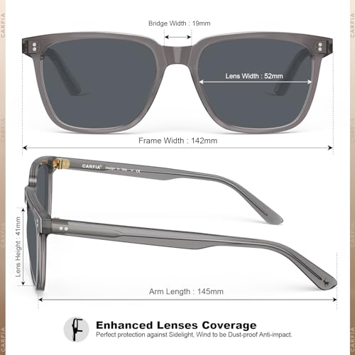 Image of CARFIA Acetate Polarized Sunglasses for Men UV400 Protection Classic Retro Square Shades Driving Glasses