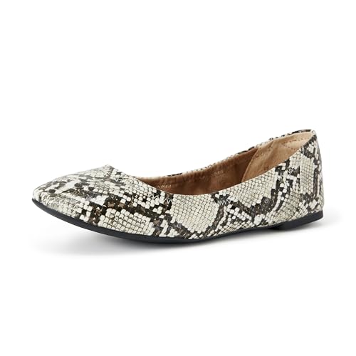 Amazon Essentials Belice Ballerinas für Damen schwarz-weiß Schlangenimitat 45 breit