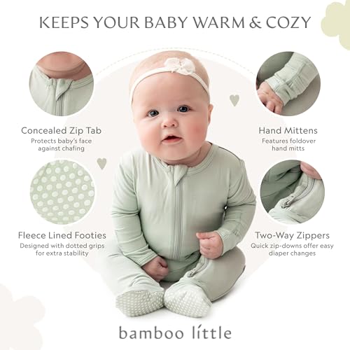 Image of Bamboo Little Soft Baby Footie Pajamas, Baby Clothes, Newborn Sleepers, 95% Viscose and 5% Spandex, 0-24 Months