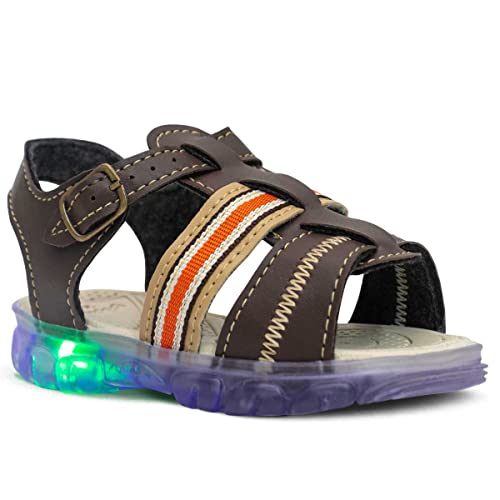 Sandalia Papete Masculina Infantil Menino Nº 20 Ao 26 Moda Led 15.06i (Café, br_footwear_size_system