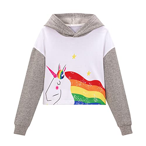 Welaken Lightweight Unicorn Crop Top Hoodie Sweatshirt For Girls | Short Style Shirt With Hood #TOP15