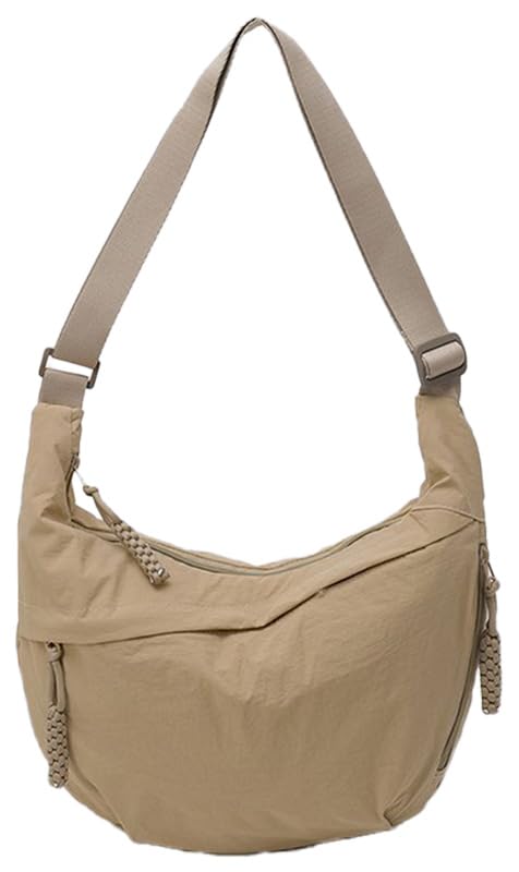 Bolsa tiracolo de nylon crescente para mulheres, bolsa de ombro casual, bolsa de bolinhos para viagens ao ar livre, A-damasco, Medium