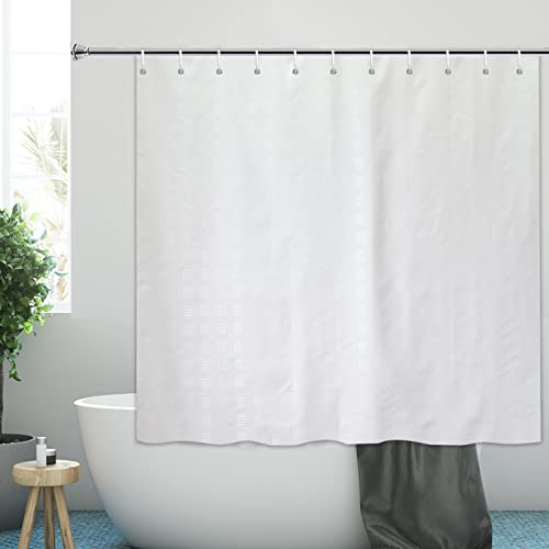 YISURE White Textured Short Shower Curtain - Image 2