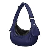 MOSISO Kleine Hund Katze Tragetücher, Haustier Schultertasche Hände Frei Einstellbar Gepolstert Gurt Atmungsaktives Polyester Weiche Tragetasche mit Fronttasche für Hunde Katze, Navy Blau