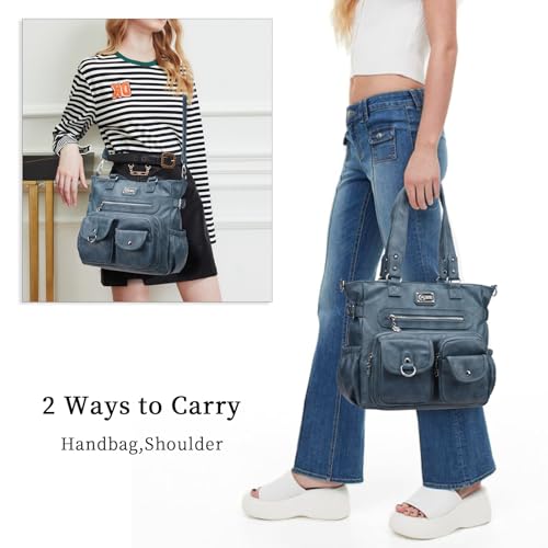 Image of KL928 Large Purses for Women Shoulder Bag Tote Handbags Stylish Vegan Leather Hobo Bags Ladies, A-Black-4 | Large