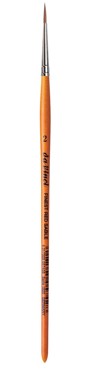 da Vinci Watercolor Series 1520 Paint Brush, Round Pure Red Sable with Short Brown Lacquered Handle, Size 2 (1520-02)