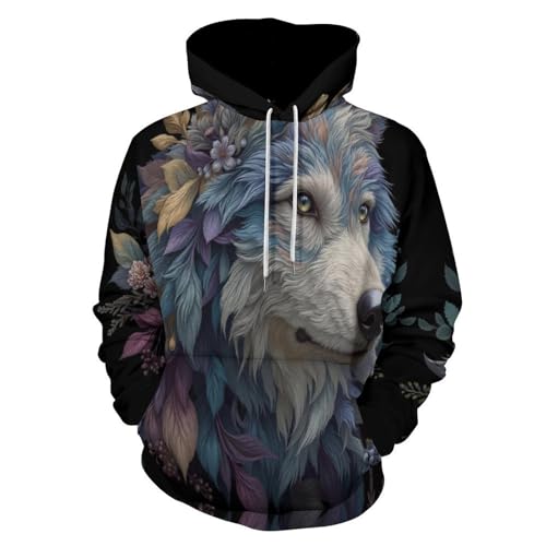 Sweatshirt col rond loup 3D un cadeau original et tendance pour homme fan de mode