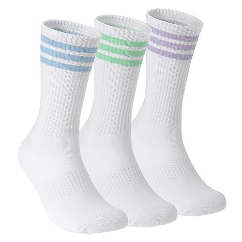 PERFECT CORNER Athletic Cotton Crew Socks with Cushioning & Arch Support for Gym & Sports