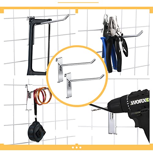 25 Pcs Gridwall Panel Hooks Panel Display Hooks Silver Grid Wall Hooks Stainless Steel Peg Hooks For Grid Wall Retail Shop Display Trade Show Home Office Garage Storage, 6 Inch #TOP4