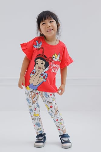Image of Disney Princess Girls' 2-Piece T-Shirt and Leggings Set Toddler to Big Kid | 2-Piece Coordinated Set, Elastic Waistband Leggings, Breathable Cotton Fabric