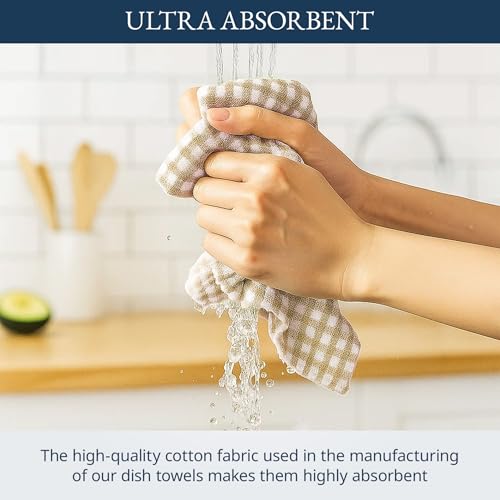 Image of LANE LINEN Dish Towels for Kitchen Cotton Soft & Absorbent 4 Pack - Beige