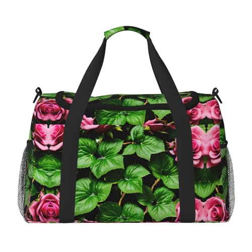 Sac de sport sous siège noir motif floral lierre rose fitness bagage cabine