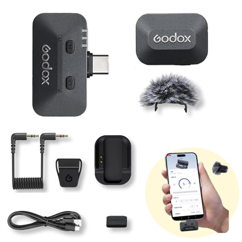 Micrófono Lavalier Godox Alink Kit1 para Cámaras y Teléfonos, Conexión Digital Hot Shoe, Audio de Alta Resolución 48 kHz/24 bit, Sistema de Audio sin Cables, Alcance Remoto de 300 m, Reducción de Ruido, Creación de Contenido miniatura 1