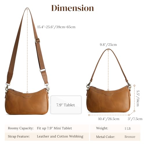 S-ZONE Leather Shoulder Bag for Women Small Crossbody Bags Hobo Purses with 2 Straps4