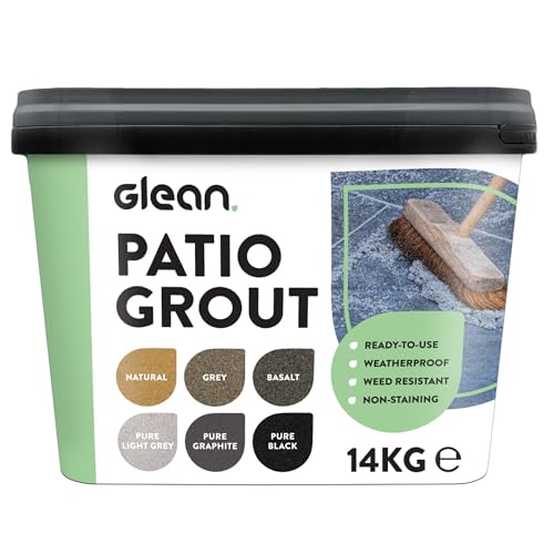 GLEAN Patio Grout | PURE GRAPHITE | 15kg - 20m Coverage | Jointing Compound | Brush In Patio Grout For Paving Patios & Block Paving | Self Setting All Weather Application | Ready Mixed