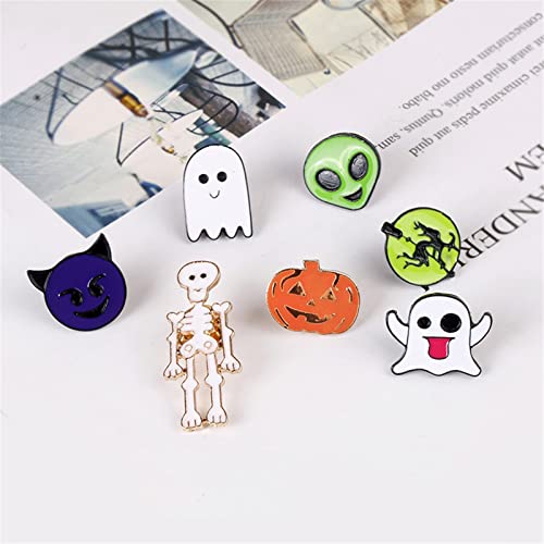 WCRAZYE Cute Halloween Enamel Pin Brooches Pumpkin Skeleton Ghost Alien Novelty Pins Cartoon Pins for Girls Backpacks Clothing Bags Jackets2