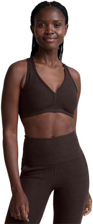 Beyond Yoga, Women's, Spacedye Lift Your Spirits Medium Support Bra, Dark Chocolate Heather, XX-Small