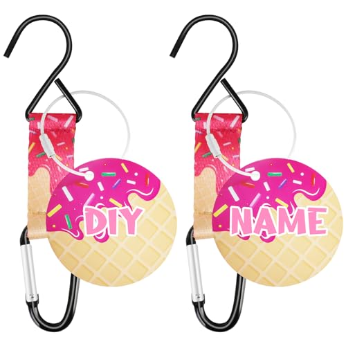 Eyourlife Ice Cream Drip Baseball Dugout Organizer Softball Fence Hook Baseball Bag Hooks Helmet Hanger Glove with Name Tags for Boys Girls Sports Team Gifts Coach Mom Must Have Accessory 2 Set Pink