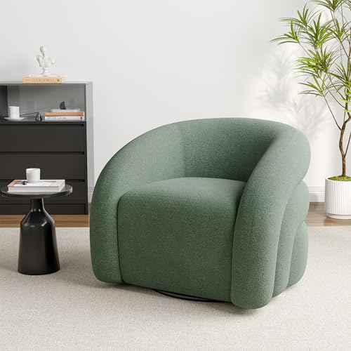 UIXE Swivel Barrel Accent Chair, Boucle Upholstered Arm Chair for Living Room, Modern Round...
