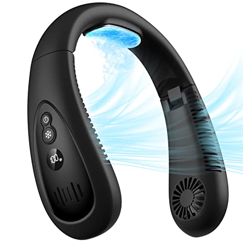 GAITIR Neck Air Conditioner, Portable Neck Fan with Cooling Plate 360°Cooling Airflow, 5000mah Rechargeable USB Fan Hands Free Bladeless Wearable Foldable Mini Fan for Men Women Home Office Outdoor