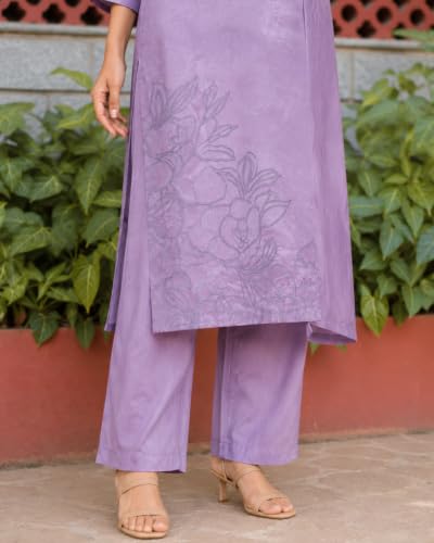 Image of Sun Fashion And Lifestyle Kurta Sets for Woman | Kurti Set |Women's 3 Piece Kurta Pant Dupatta Set |Cotton Blend Kurta Woman |Elegant Suit for Women |Dupatta