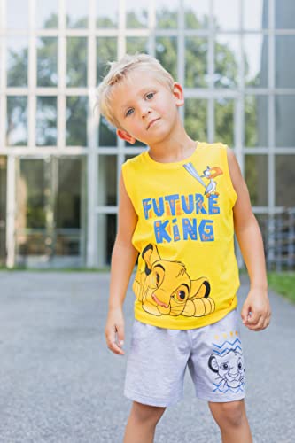 Image of Disney Lion King Toy Story Mickey Mouse Cars T-Shirt Tank Top and French Terry Shorts 3 Piece Outfit Set Toddler to Big Kid