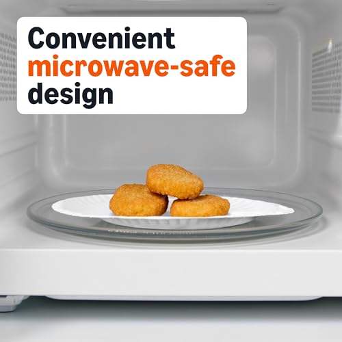 Amazon Basics 9" Uncoated White Paper Plates, Microwave Safe, 100 Count - view 1