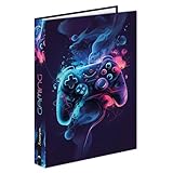 Classeur scolaire A4 ANONYM Gamer vibe 4 anneaux bleu