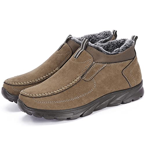 Image of COSIDRAM Men Shoes Winter Snow Boots Cotton-Padded Slip on Casual Warm Walking Sneakers Waterproof House Shoes