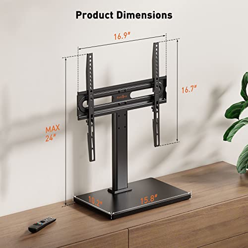 Perlegear Universal Tv Stand Base, Table Top Tv Mount Stand For Most 32-60 Inch Flat Or Curved Tvs Up To 88 Lbs, Height Adjustable Tv Replacement Stand With Wood Base, Max Vesa 400X400Mm, Pgtvs24 #TOP5