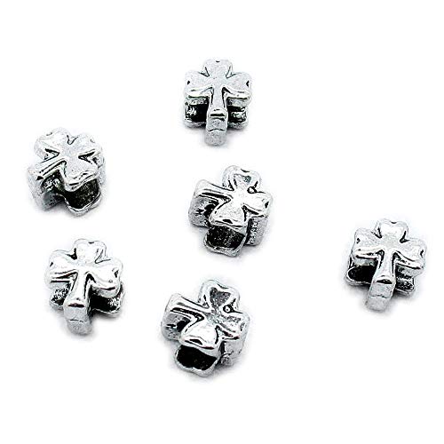 Lot de 60 breloques trèfle argent antique pour bijoux B3ID3F
